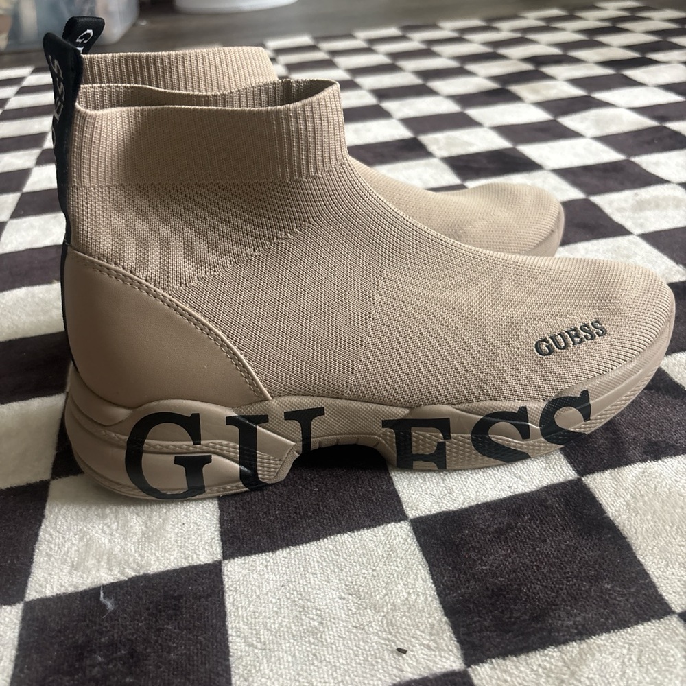 Guess Beige High-Top Sock Sneakers